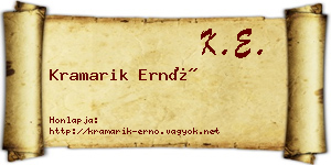 Kramarik Ernő névjegykártya